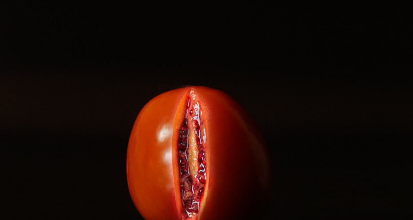 Tomate fra&icirc;che coup&eacute;e, m&eacute;taphore de la nouveaut&eacute; en 'Love Room'