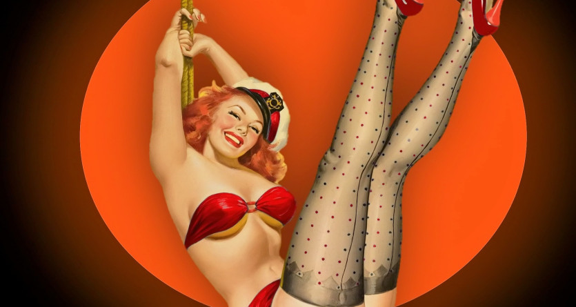 Pin-up joyeuse &eacute;voquant le charme d'une Secret Room glamour